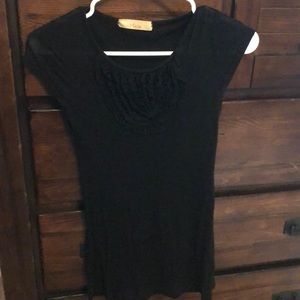 Black blouse with ruffles